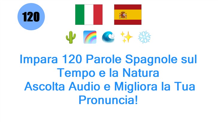 Impara 120 Parole Spagnole sul Tempo e la Natura: Ascolta Audio e Migliora la Tua Pronuncia!